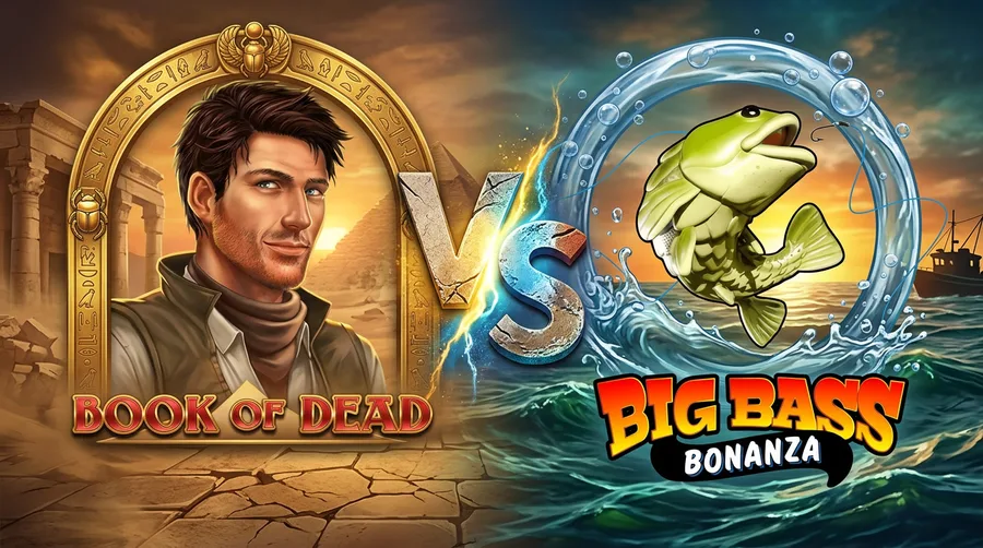 book-of-dead vs big-bass-bonanza Comparison Banner