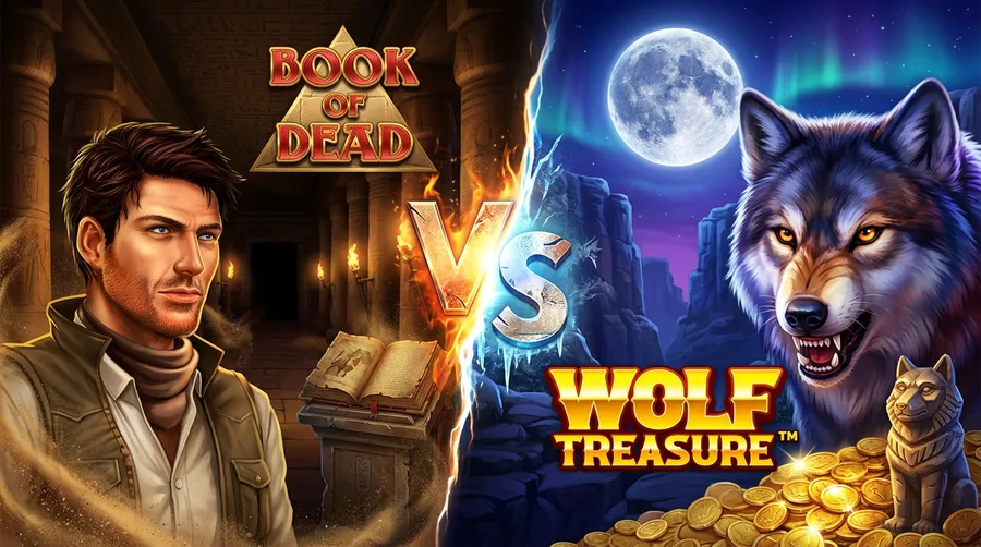 book-of-dead vs wolf-treasure Comparison Banner