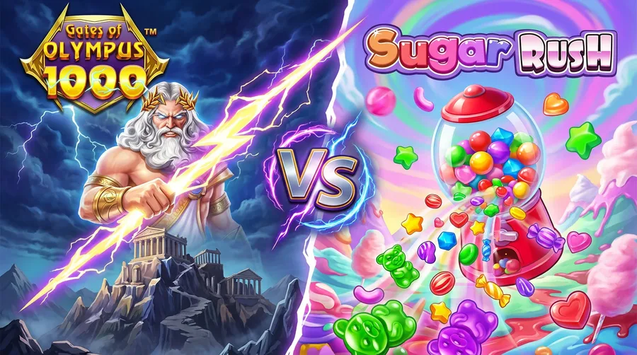 gates-of-olympus-1000 vs sugar-rush Comparison Banner
