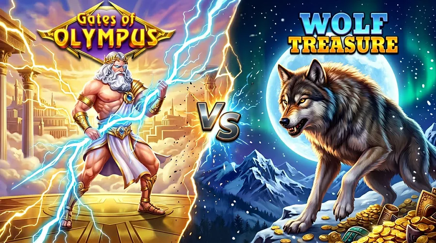 gates-of-olympus vs wolf-treasure Comparison Banner