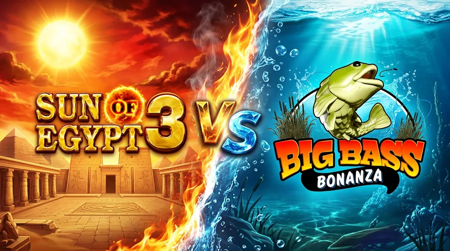 sun-of-egypt-3 vs big-bass-bonanza Comparison Banner