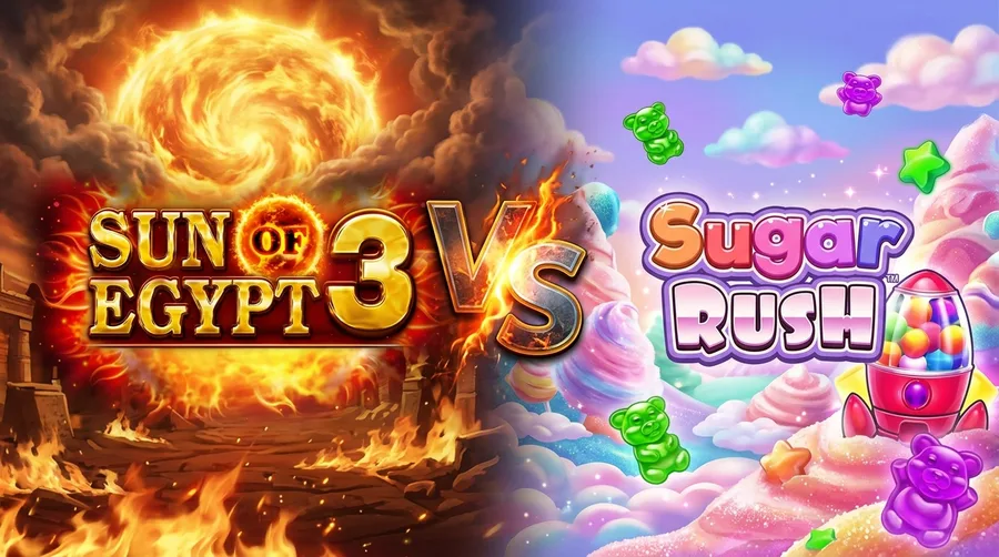 sun-of-egypt-3 vs sugar-rush Comparison Banner